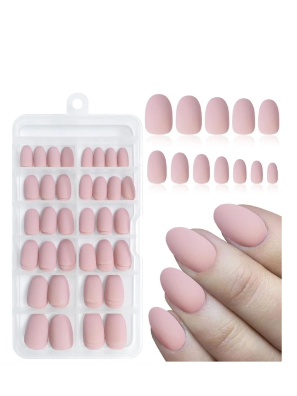 Matte Khaki Nude Pink Short Almond Press-On Nails